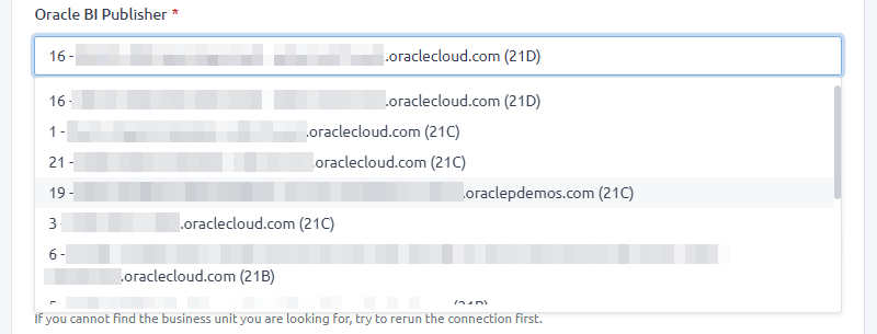 Connection description with URL of the Oracle instance.